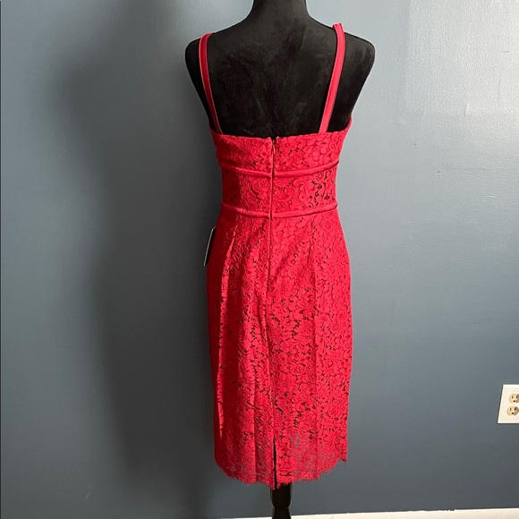 Express Vibrant Red Lace Midi Dress - Picture 3 of 4